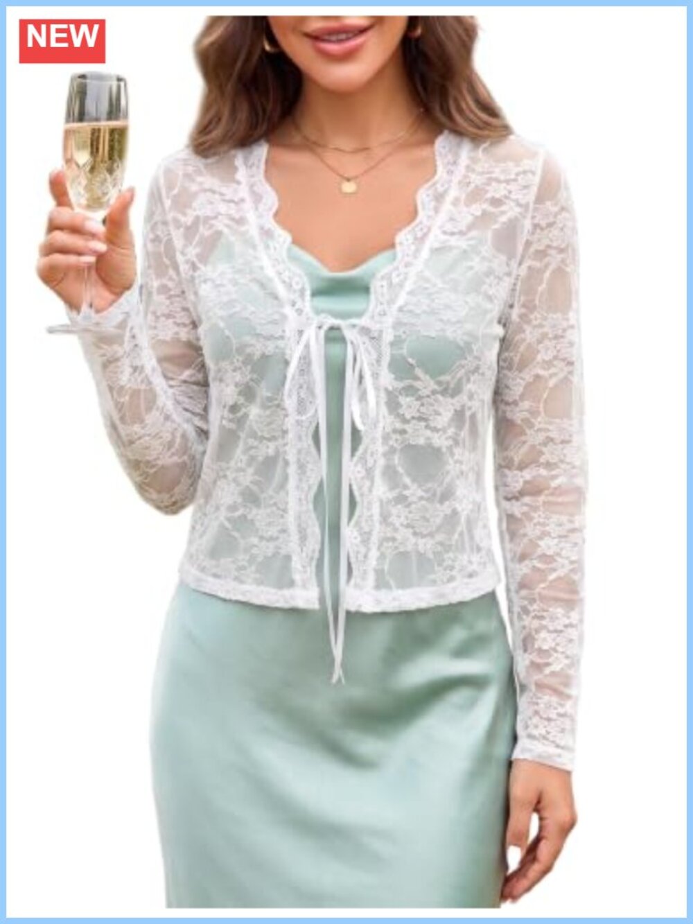 Lace Bolero Shrug Open Front Sheer Cardigan Tie Front Cropped Topper Women